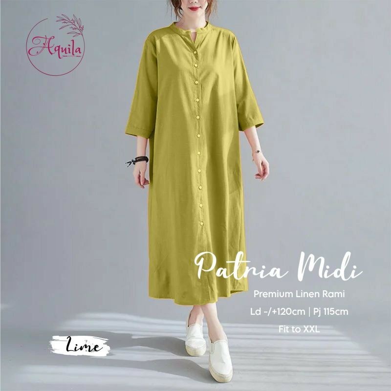 Patria Midi by Aquila/Midi Dress Premium Linen Rami/Midi Dress Polos Terbaru