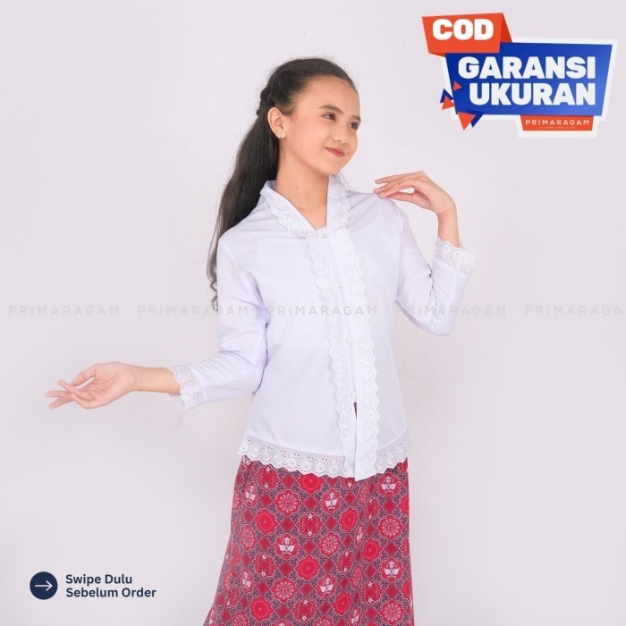 Kebaya Anak Perempuan Modern Sd Smp Sma Adat Sunda Encim Putih