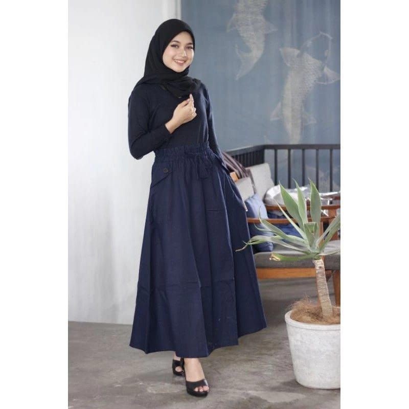 GARANSI ROK PAYUNG PANJANG POLOS BAHAN KATUN CIGARET // ROK KOREAN STYLE