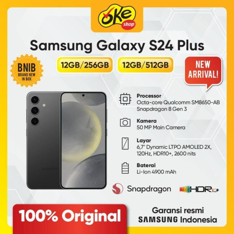 Samsung Galaxy S24+ 5G ( Ram 12/256 - Ram 12/512GB) - Garansi Resmi Samsung