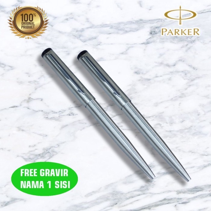 

Parker Vector 2 Stainless Steel Ballpoint Chrome Trim & Gold Trim -fo3