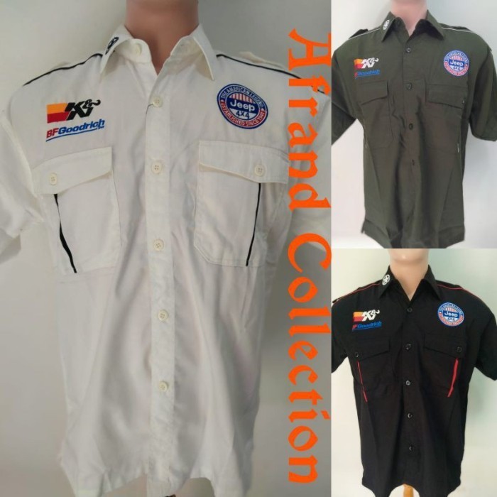 BAJU KEMEJA SERAGAM OTOMOTIF JEEP HITAM BORDIR