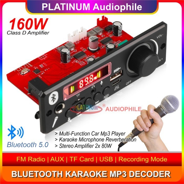 Modul Mp3 Bluetooth Karaoke Microphone Echo Class D Amplifier 160W