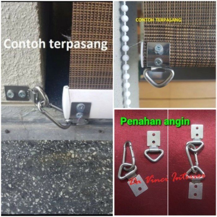 Carabiner Hook Plus Ring D Penahan Angin Roller Blind Outdoor