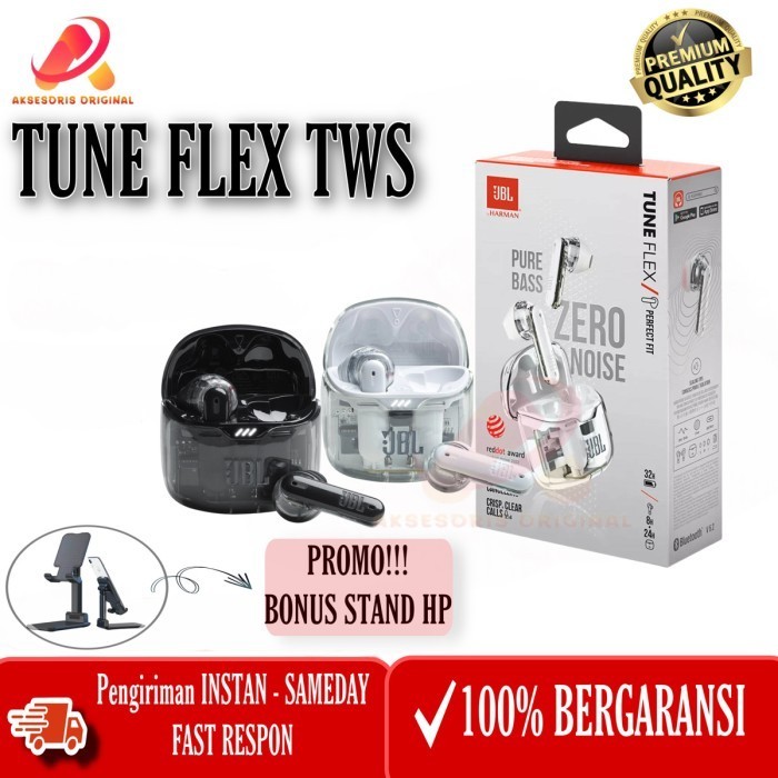 Headset Bluetooth JBL Tune Flex Ghost Edition TWS Earphone Wireless