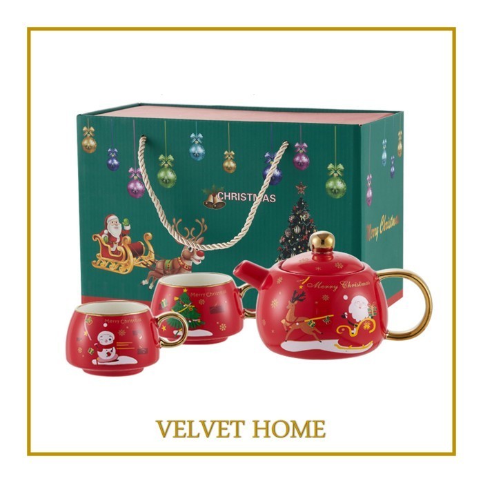 

Ready hampers natal tea set christmas gift santa klaus cangkir teapot gift