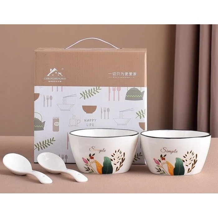 

Ready Porcelain Rice Salad bowls with spoon birthday wedding ied souvenir