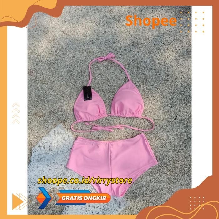BIKINI PANTAI BRA SEGITIGA CELANA SHORT BK 3302 R PINK - BIKINI PANTAI BRA SEGITIGA CELANA SHORT PRO