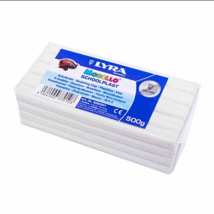 lyra modello schoolplast white 500 gr / lilin mainan / plastisin putih f50b