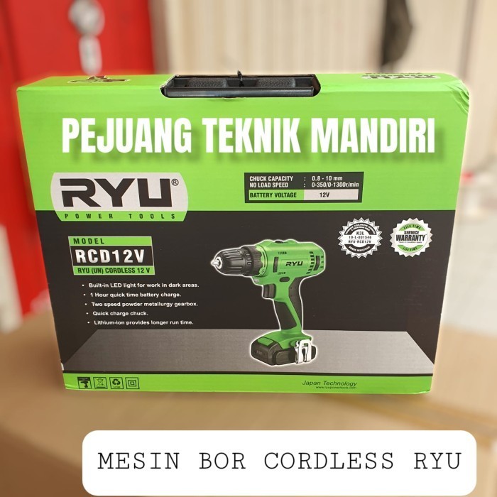 Mesin Bor Tangan Cordless Drill Ryu Rcd 12V / Bor Baterai Ryu Rcd12V Terlaris