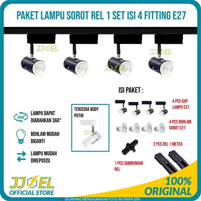 Terlaris Lampu Sorot 1 Set Isi 4 Spot Track Light Spotlight Rel 2M Rumah Cafe Promo Terbaru