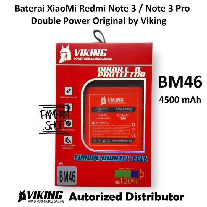 Baterai VIKING Double Power Ori XiaoMi BM46 Redmi Note 3 / Note 3 Pro