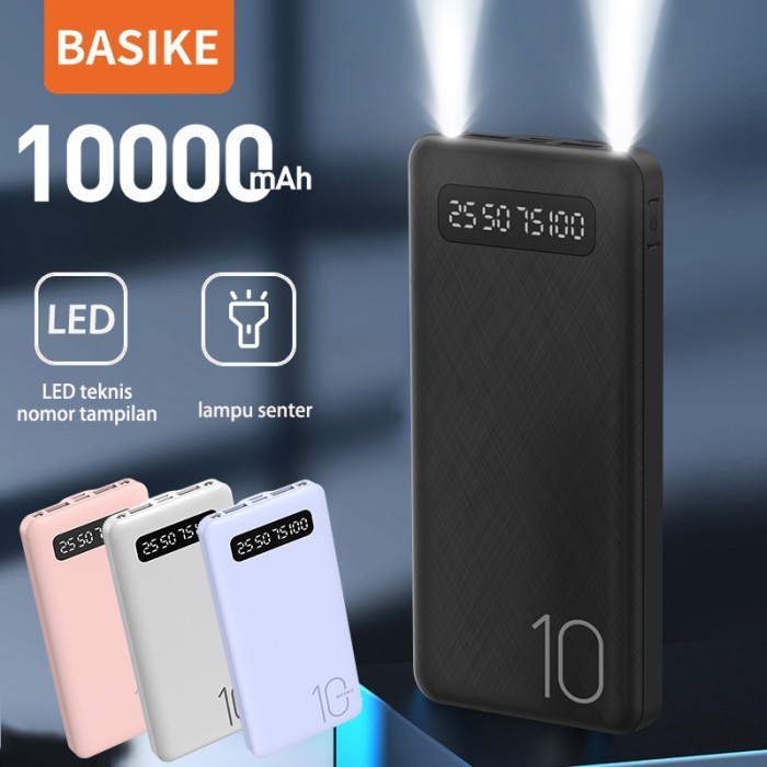 BASIKE 10000mah Powerbank Bola lampu LED ganda Keluaran USB ganda