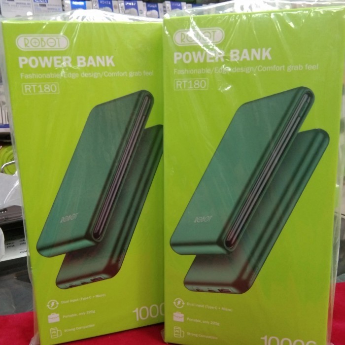 PowerBank Robot 10000 mAh RT 180 Dual Input Type C dan Micro USB Ori