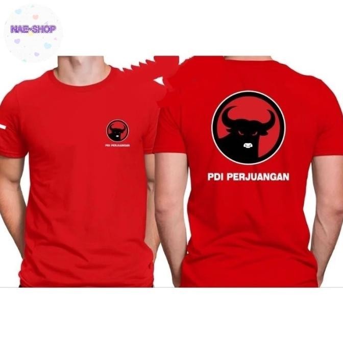 PRODUK BARU KAOS PARTAI PDI/ KAOS ATASAN PARTAI PDI PERJUANGAN PRIA/ WANITA  - Merah, S