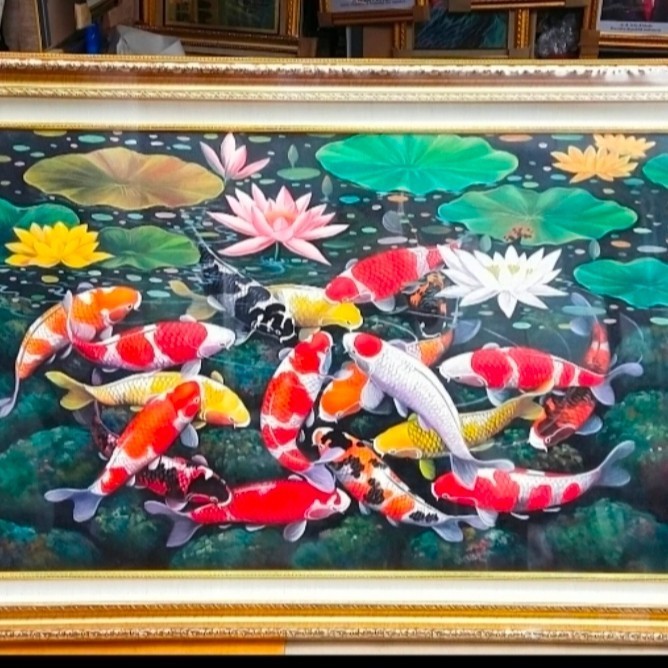 BINGKAI LUKISAN IKAN KOI 9 EKOR