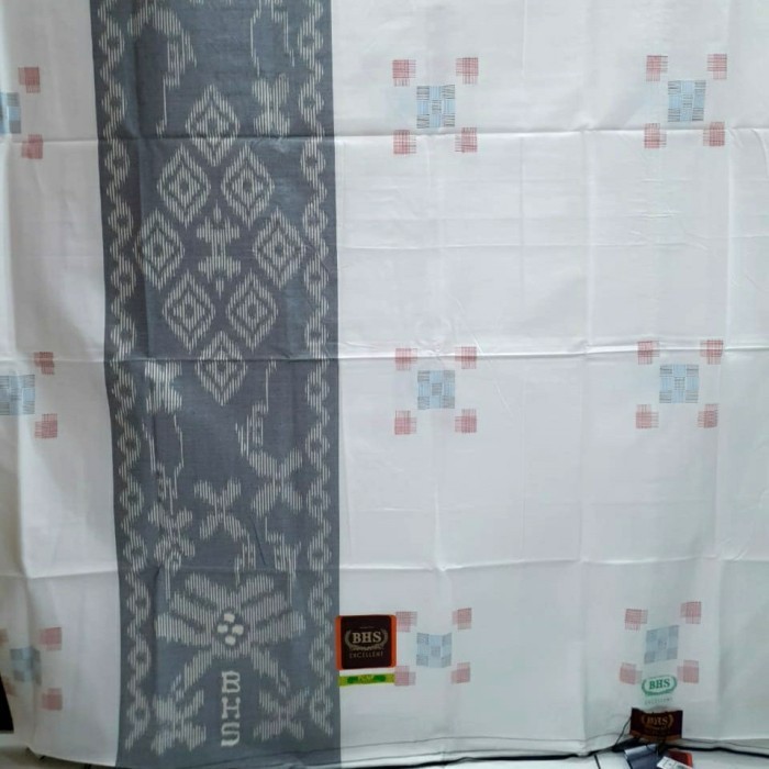 Sarung Original BHS Excellent Songket Polos Ganevo Putih Mesres Gold