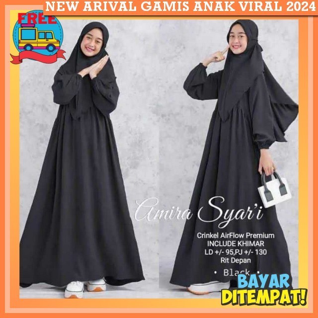 Baju Busana Muslim Anak Perempuan Gamus Ansk Cewe Umur 8 Tahun Gamis Terbaru 2024 Lebaran Gamiz Ngaj