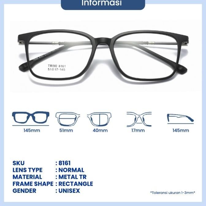 Kacamata Kacamata Lentur Kotak Bisa Minus Photocromic Blueray Eyekan 8161 Original