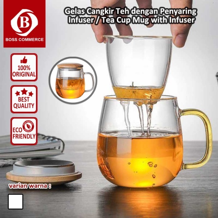 Gelas Cangkir Teh Dengan Yaring Infuser / Tea Cup Mug With Infuser