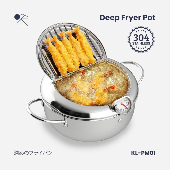 Kanso Living Deep Fryer Panci Pot Wajan Ggorengan Thermometer