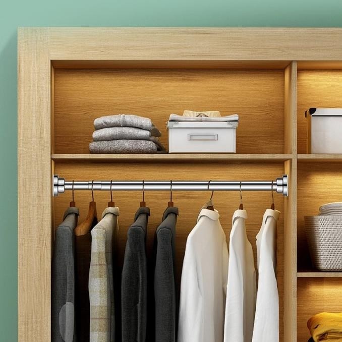 Tiang Gantungan Gorden Tanpa Paku Serbaguna Teleskopik Gantungan Baju