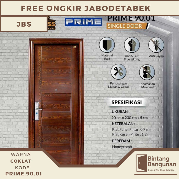 Terlaris Pintu Kamar Pintu Rumah Baja Fortress PRIME 90x230 - PRIME 90