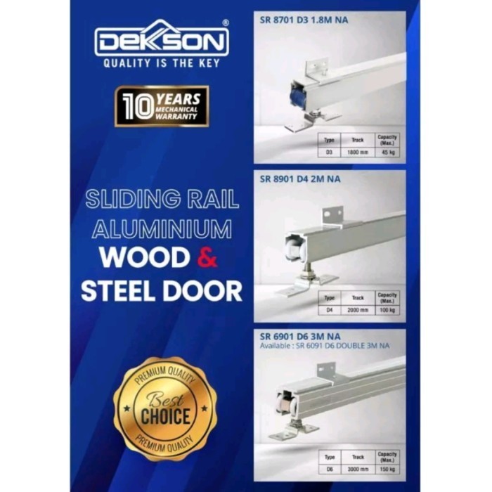 Terlaris Rel Sliding/Sliding Track Door Aluminium Dekkson D6 panjang 3 meter
