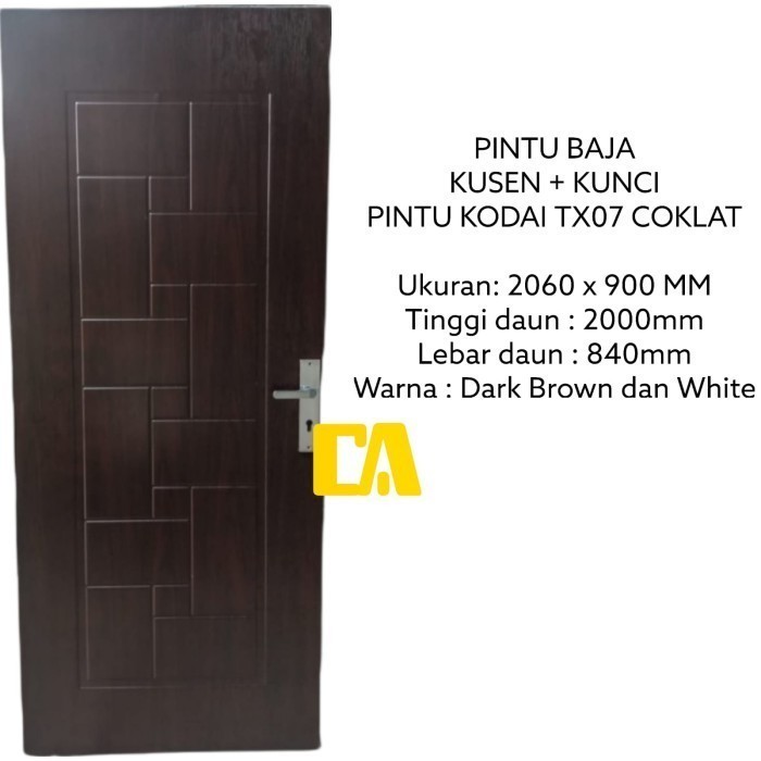 Terlaris PINTU BAJA + KUSEN + KUNCI PINTU KODAI TX07 COKLAT