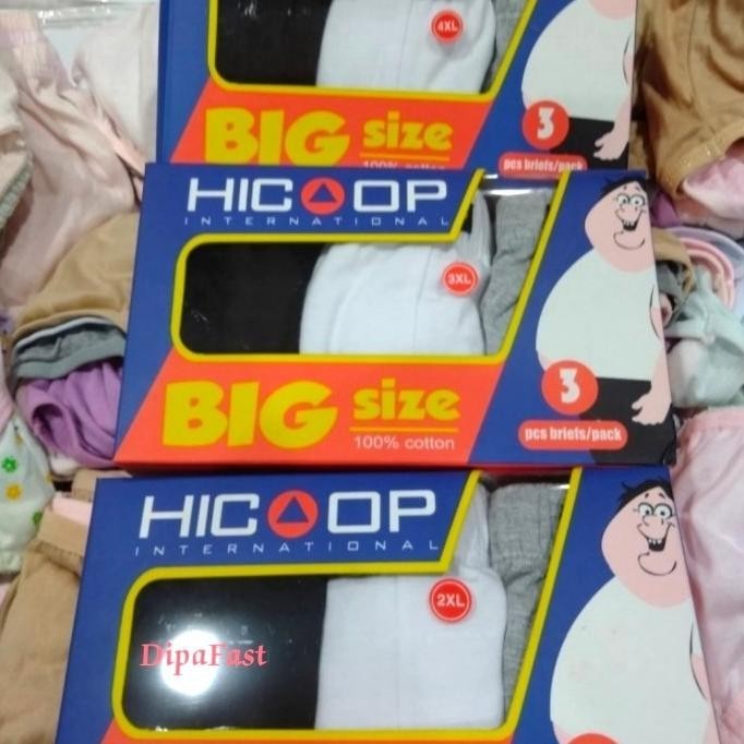 CELANA DALAM SEMPAK BRIEF PRIA JUMBO BIG SIZE ORI HICOOP - 1BOX ISI 3