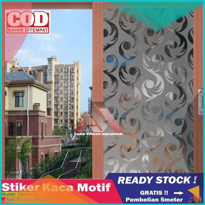 Sticker Stiker Wallpaper Kaca Film Jendela Rumah Motif Ukiran 16novz3