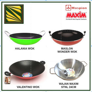 Maxim Valentino Wok Wajan Teflon Anti Lengket Ukuran 30Cm Dan 36 Cm