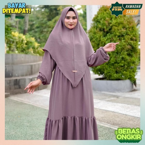 Baju Muslim Wanita Terbaru 2024 Games Dewasa Dres Pengajian Seragam Ibu Korea Style Elegan Mewah Gau