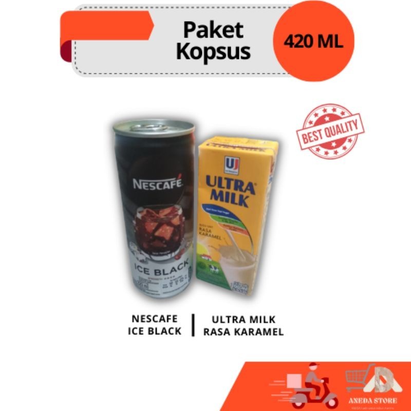 

Paket Kopsus Viral Nescafe Ice Black & Susu Ultra Milk Rasa Karamel | 420 ML