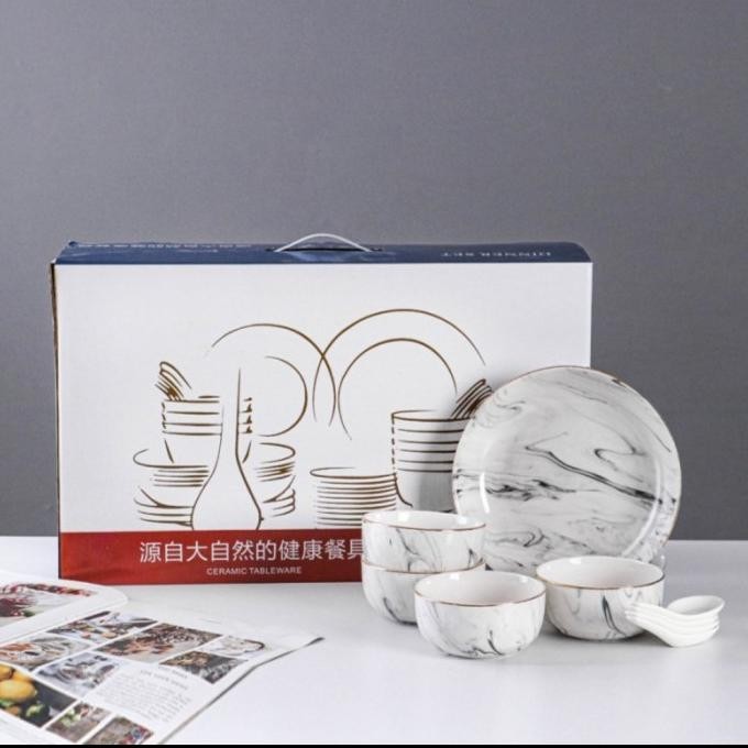 Piring Set Marble Hampers Piring Set Gift Box Mangkok Set