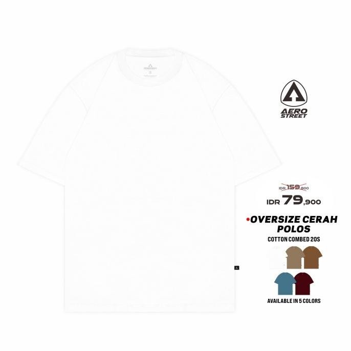 Terbaru Aerostreet T Shirt Oversize Polos Cerah Kaos T-Shirt LBAAA - MERAH BATA, M ..