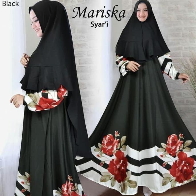 GAMIS SYARI BERGO KHIMAR SET BUSUI JUMBO : BW4971 MARISKA XXL LD 120