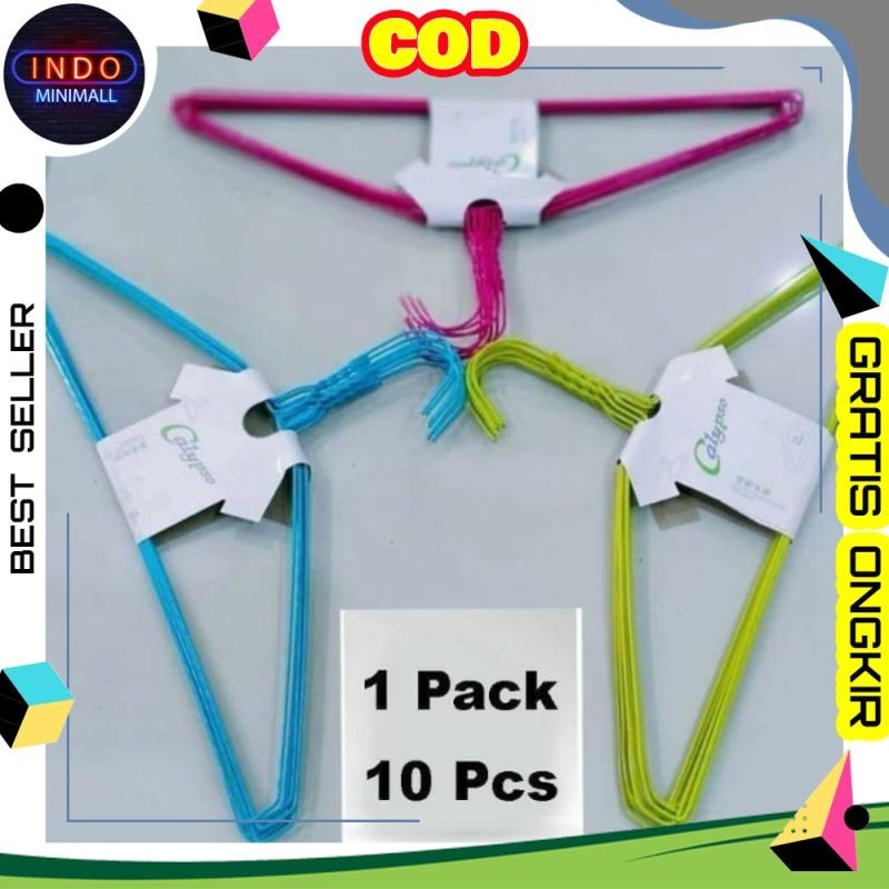 Hanger Kawat 10 Pcs - Hanger Baju Warna Warni SB93