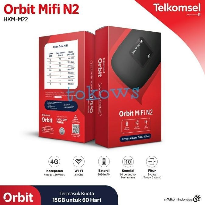 BARANG TERLARIS HKM M22 Modem Portable Mifi 4G LTE Mini Wifi ORBIT N2 TELKOMSEL