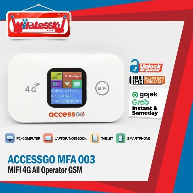 BARANG TERLARIS ACCESSGO MIFI 4G ALL OPERATOR GSM + SMARTFREN + LCD WHITE