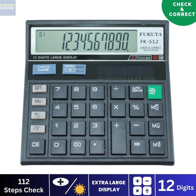 

Baru - Kalkulator / Calculator 12 Digit Check & Correct Large Display FK-512