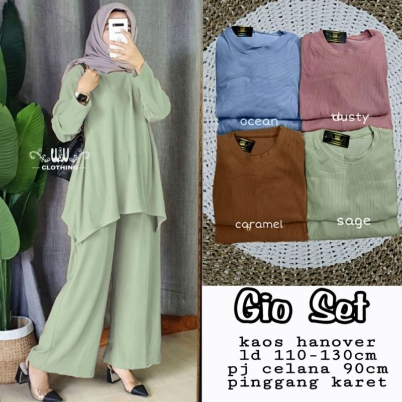 [ONLINE EXCLUSIVE] gio one set tunik w&w setelan tunik dan celana tunik kaos tunik jumbo ld 130 xl