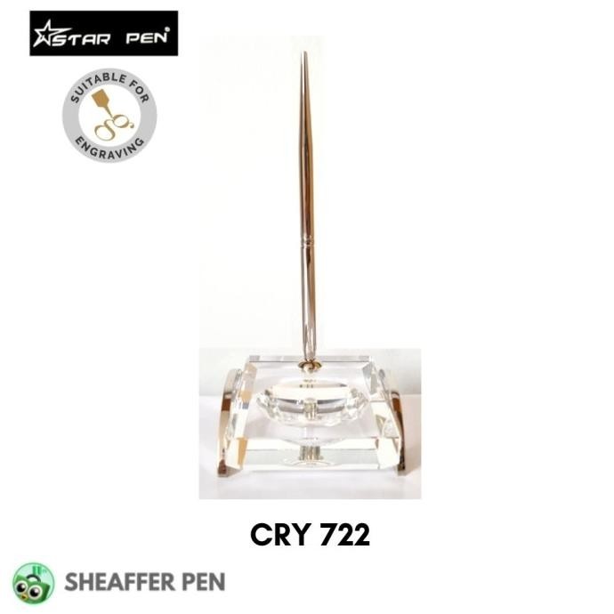 

Star Pen Crystal Pen Stand With Single Holder & Metal Ballpoint Pen
