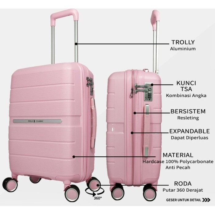 Koper Fiber Polo Classic (10099) Ultra Light Anti Pecah - 24"