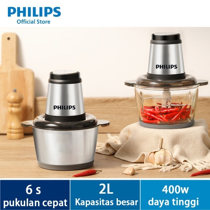 Philips Blender Daging Chopper Stainless 2L Penggiling Daging Multifun