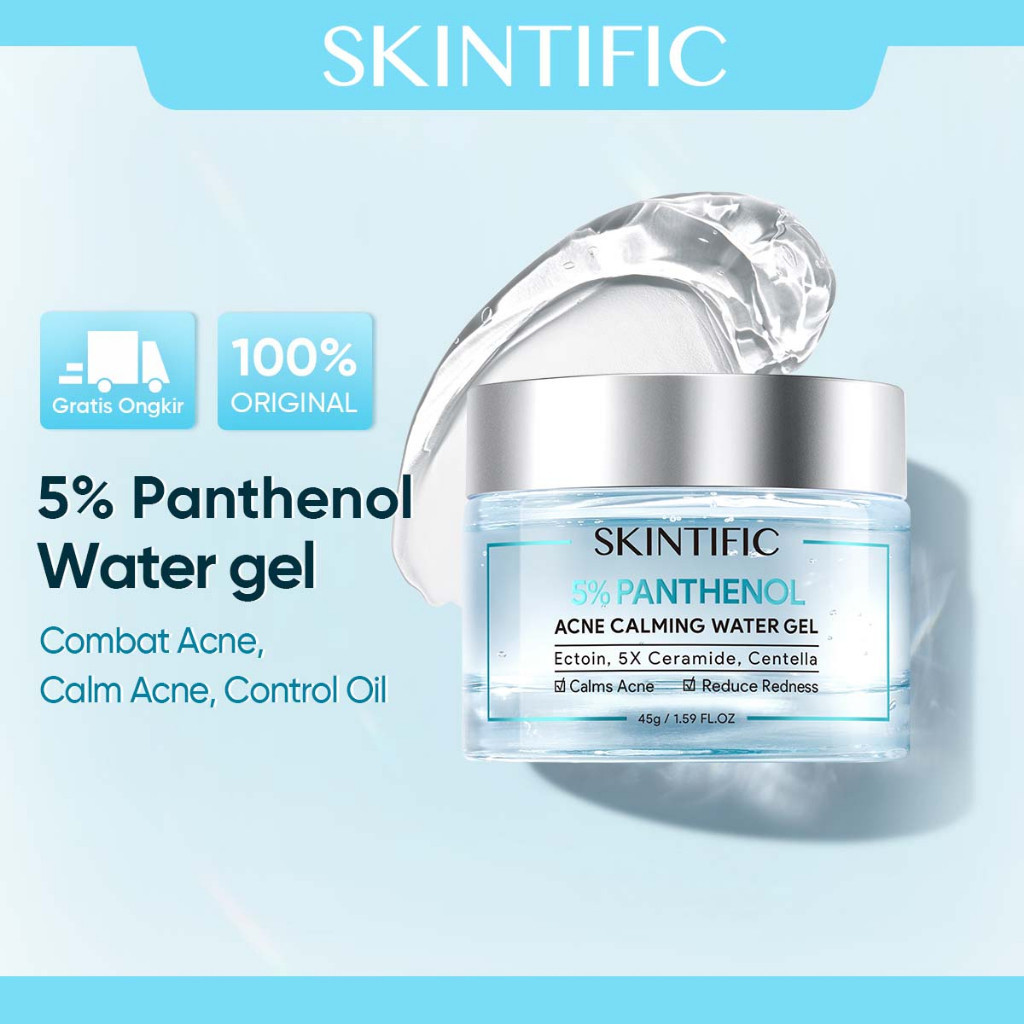BPOM Skintific 5% Panthenol Acne Calming Water Gel 45g/100% Original krim jerawat mengontrol minyak 