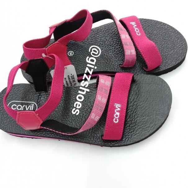 Sepatu Sandal Gunung Tali Anak Perempuan Cewek Carvil Haena Hitam Pink