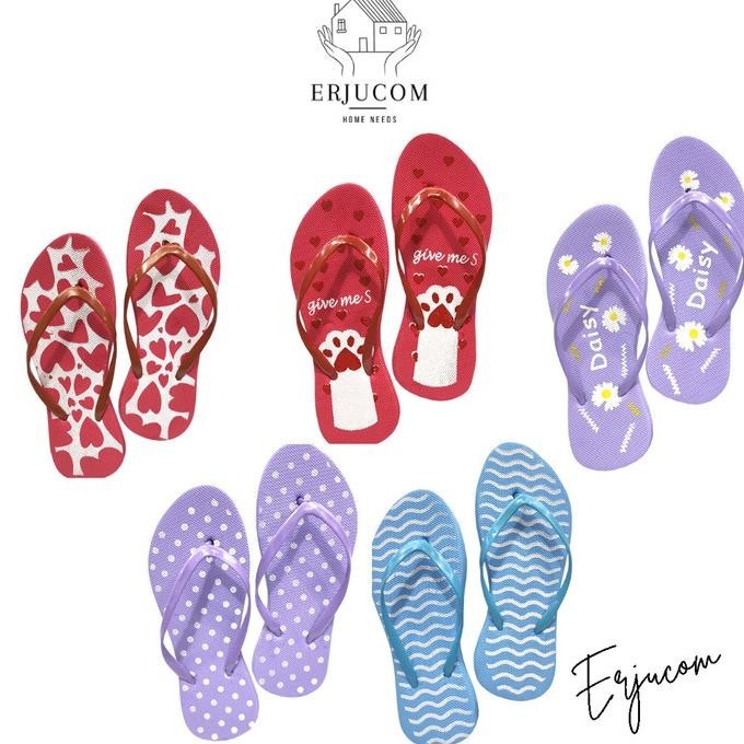 $$$$] Sandal Jepit Wanita Sandal Jepit Karet Motif