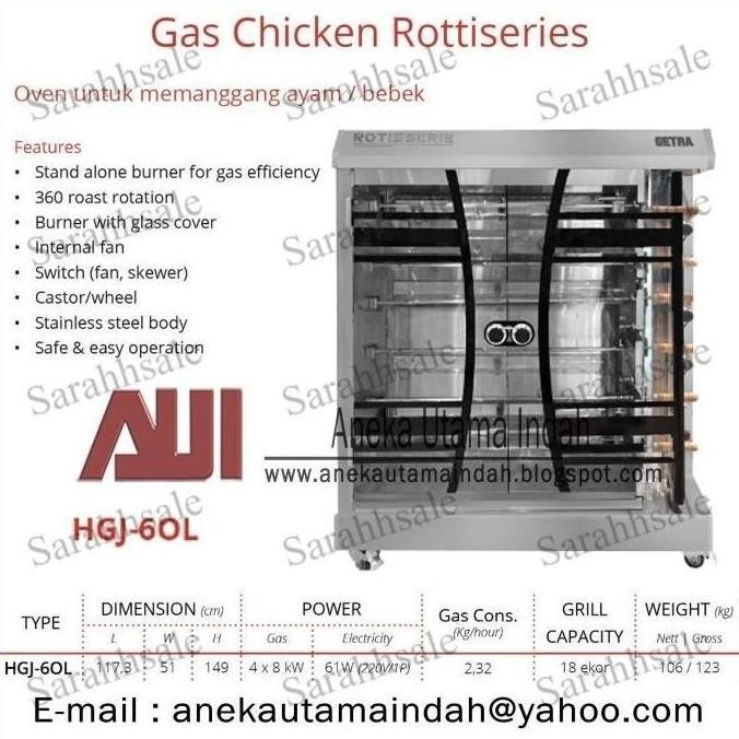 Terjangkau Hgj-6P Oven Pemanggang Ayam / Bebek (Gas Rotisseries) Onestore33