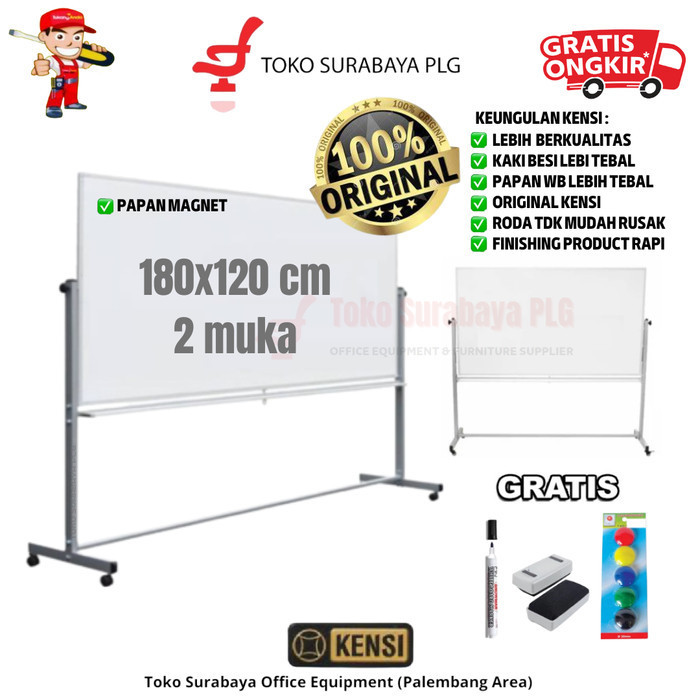 

Standing Whiteboard Papan Tulis Kaki Roda Kensi 120X180 Cm 2 Muka